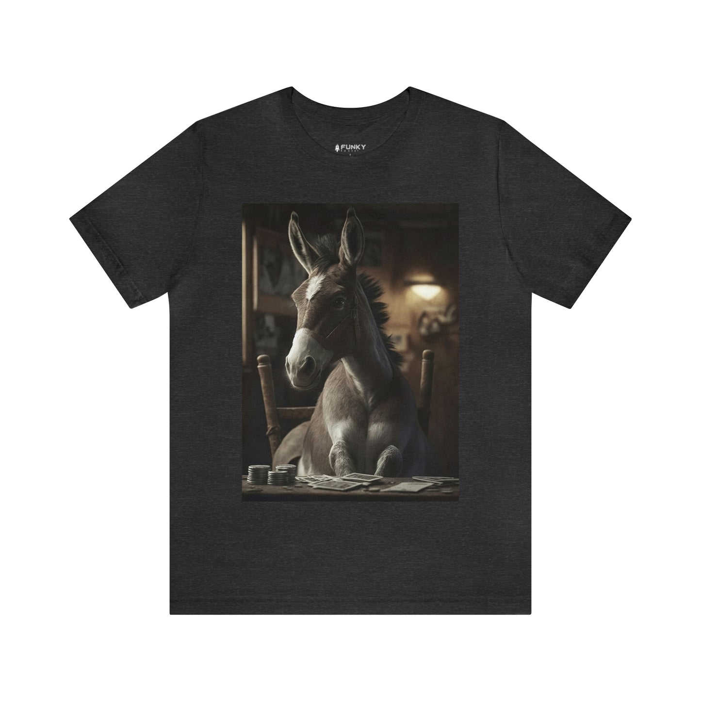 NEVER FOLD POKER DONKEY T-SHIRT